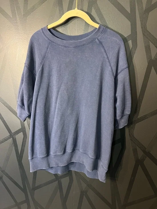 Navy Short-Sleeve Crewneck Sweatshirt - Picture 2 of 5